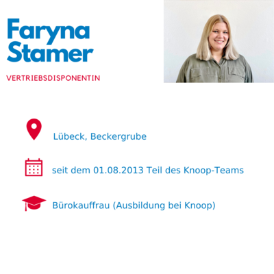 Steckbrief der Knoop Mitarbeiterin Faryna Stamer